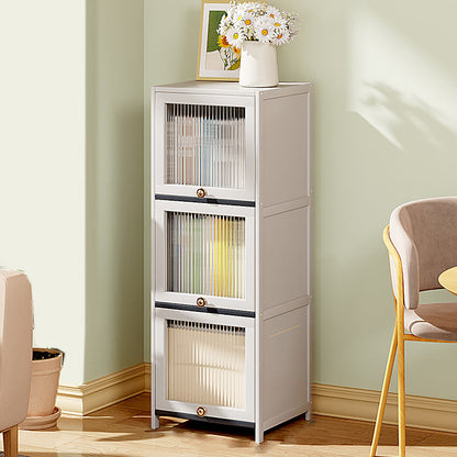 Mid-Century Modern Accent Cabinet Rectangle Storage Cabinet with Doors, White 12"L x 13"W x 42"H Clearhalo 'Cabinets & Chests' 'cabinets_chests' 'furn' 'furn_cabinets_chests' 'Furniture' 'Living Room Furniture' 7256013