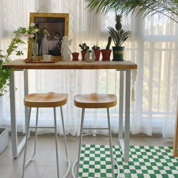 Rectangle Pine Wood Top Bistro Table Modern Pub Table with White Metal Base Clearhalo 'Bar Furniture' 'Bar Tables' 'bar_tables' 'furn' 'furn_bar_tables' 'Furniture' 'Kitchen & Dining Furniture' 7256372