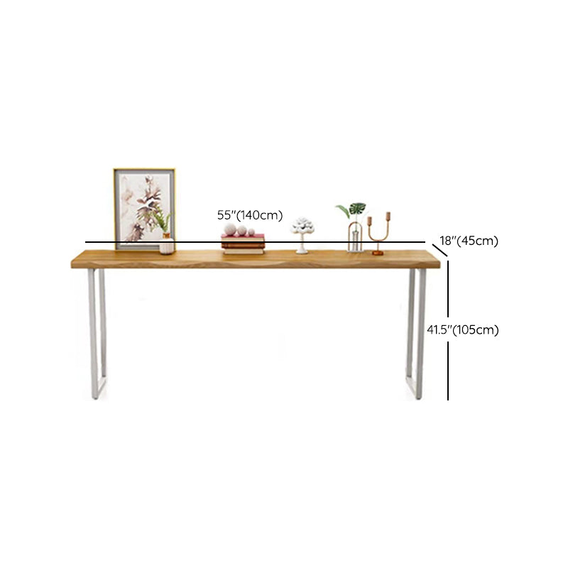 Rectangle Pine Wood Top Bistro Table Modern Pub Table with White Metal Base Clearhalo 'Bar Furniture' 'Bar Tables' 'bar_tables' 'furn' 'furn_bar_tables' 'Furniture' 'Kitchen & Dining Furniture' 7256376
