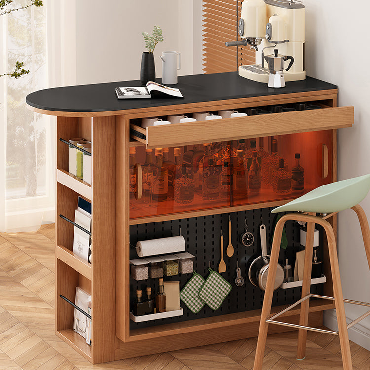 Modern Stone Bar Table with Lockers and Wood Base for Living Room Clearhalo 'Bar Furniture' 'Bar Tables' 'bar_tables' 'furn' 'furn_bar_tables' 'Furniture' 'Kitchen & Dining Furniture' 7256406