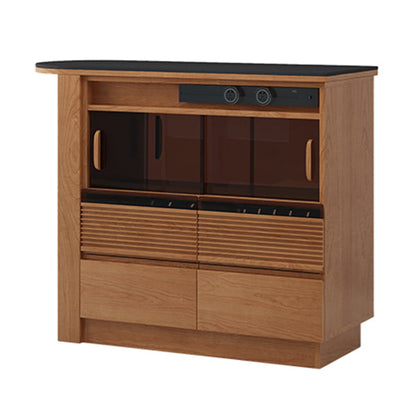 Modern Stone Bar Table with Lockers and Wood Base for Living Room 51.2"L x 19.7"W x 41.3"H Without Chairs Clearhalo 'Bar Furniture' 'Bar Tables' 'bar_tables' 'furn' 'furn_bar_tables' 'Furniture' 'Kitchen & Dining Furniture' 7256410