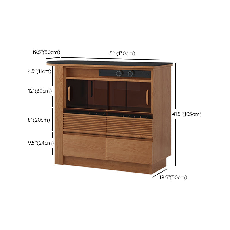 Modern Stone Bar Table with Lockers and Wood Base for Living Room Clearhalo 'Bar Furniture' 'Bar Tables' 'bar_tables' 'furn' 'furn_bar_tables' 'Furniture' 'Kitchen & Dining Furniture' 7256416