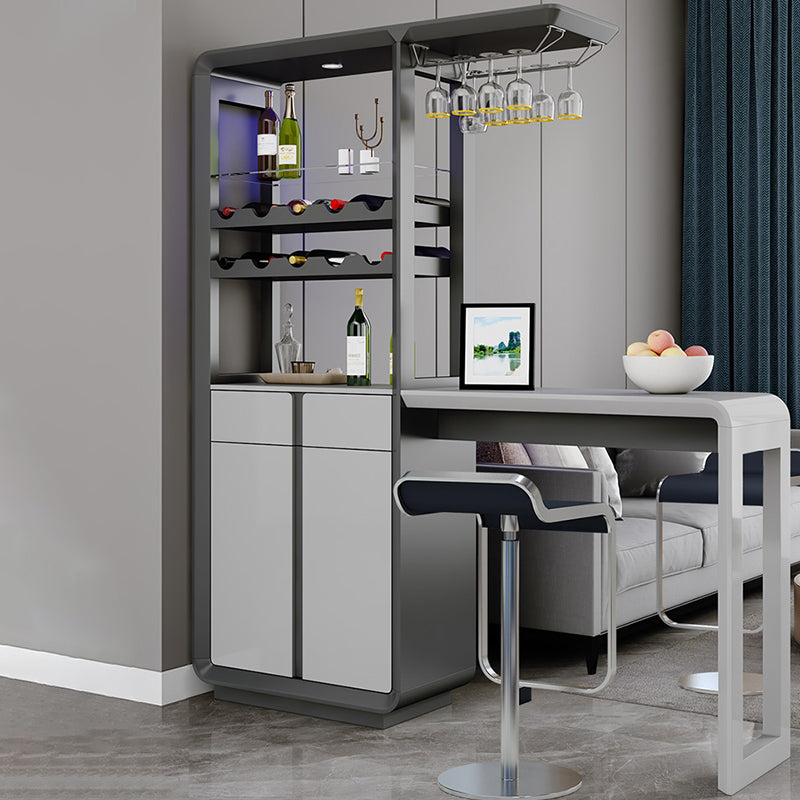 Modern Rectangle Bar Table Artificial Wood Table with Wine Cabinet for Living Room Clearhalo 'Bar Furniture' 'Bar Tables' 'bar_tables' 'furn' 'furn_bar_tables' 'Furniture' 'Kitchen & Dining Furniture' 7256417