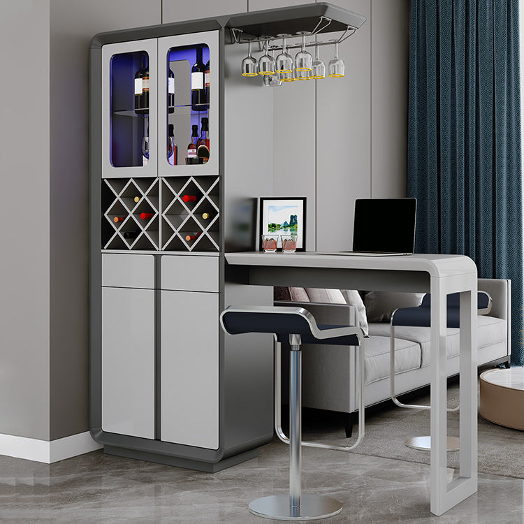 Modern Rectangle Bar Table Artificial Wood Table with Wine Cabinet for Living Room Clearhalo 'Bar Furniture' 'Bar Tables' 'bar_tables' 'furn' 'furn_bar_tables' 'Furniture' 'Kitchen & Dining Furniture' 7256419