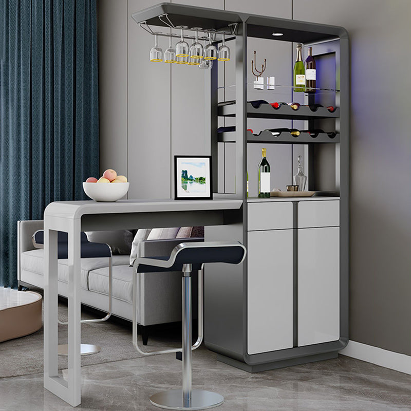 Modern Rectangle Bar Table Artificial Wood Table with Wine Cabinet for Living Room Clearhalo 'Bar Furniture' 'Bar Tables' 'bar_tables' 'furn' 'furn_bar_tables' 'Furniture' 'Kitchen & Dining Furniture' 7256420