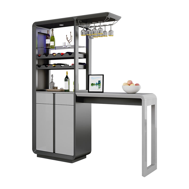 Modern Rectangle Bar Table Artificial Wood Table with Wine Cabinet for Living Room Without Chairs Clearhalo 'Bar Furniture' 'Bar Tables' 'bar_tables' 'furn' 'furn_bar_tables' 'Furniture' 'Kitchen & Dining Furniture' 7256421