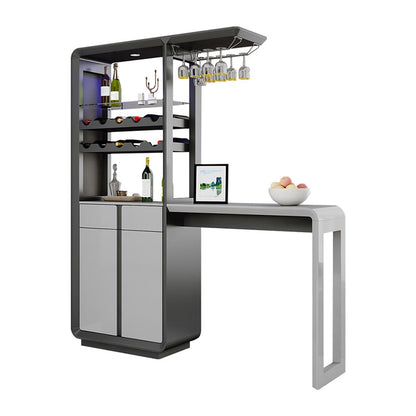 Modern Rectangle Bar Table Artificial Wood Table with Wine Cabinet for Living Room Without Chairs Clearhalo 'Bar Furniture' 'Bar Tables' 'bar_tables' 'furn' 'furn_bar_tables' 'Furniture' 'Kitchen & Dining Furniture' 7256421