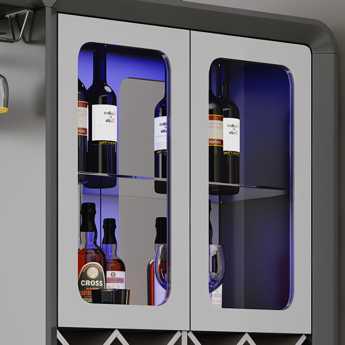 Modern Rectangle Bar Table Artificial Wood Table with Wine Cabinet for Living Room Clearhalo 'Bar Furniture' 'Bar Tables' 'bar_tables' 'furn' 'furn_bar_tables' 'Furniture' 'Kitchen & Dining Furniture' 7256423