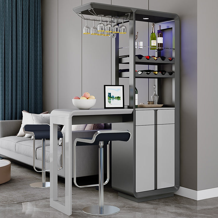Modern Rectangle Bar Table Artificial Wood Table with Wine Cabinet for Living Room Clearhalo 'Bar Furniture' 'Bar Tables' 'bar_tables' 'furn' 'furn_bar_tables' 'Furniture' 'Kitchen & Dining Furniture' 7256426