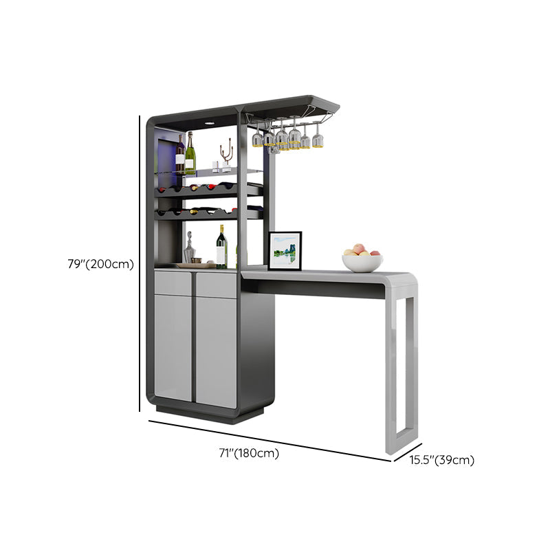 Modern Rectangle Bar Table Artificial Wood Table with Wine Cabinet for Living Room Clearhalo 'Bar Furniture' 'Bar Tables' 'bar_tables' 'furn' 'furn_bar_tables' 'Furniture' 'Kitchen & Dining Furniture' 7256429