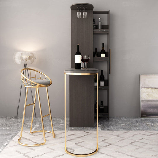 Glamholz -Teleskop -Bar Tisch mit Weinschrank für Wohnzimmer