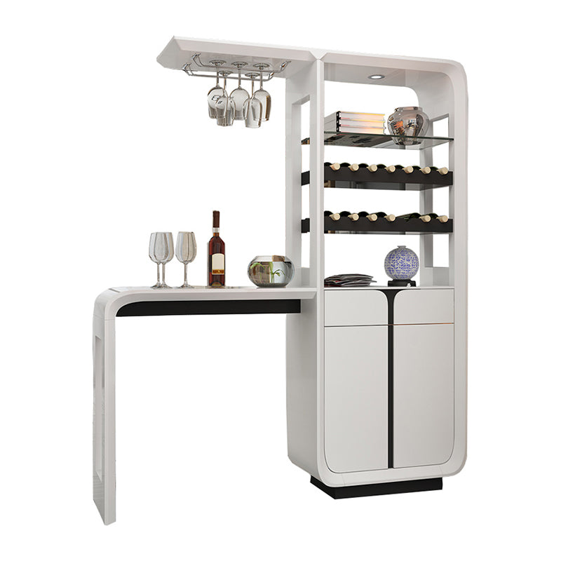 Modern Rectangle Bar Table Wood Table with Wine Cabinet for Living Room 47"L x 15"W x 79"H Without Chairs Clearhalo 'Bar Furniture' 'Bar Tables' 'bar_tables' 'furn' 'furn_bar_tables' 'Furniture' 'Kitchen & Dining Furniture' 7256445