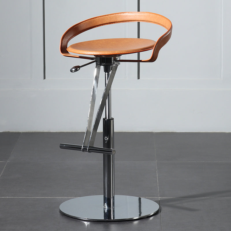 Armless Bar Stools Adjustable Height Dining Stool with Metal Base