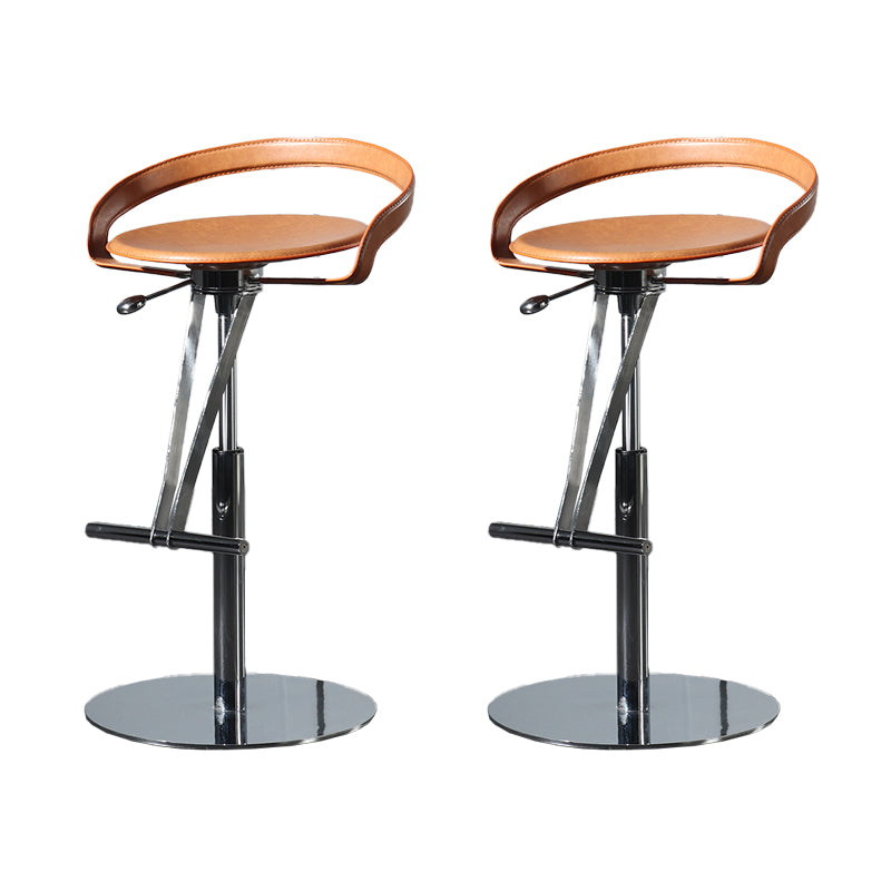 Armless Bar Stools Adjustable Height Dining Stool with Metal Base