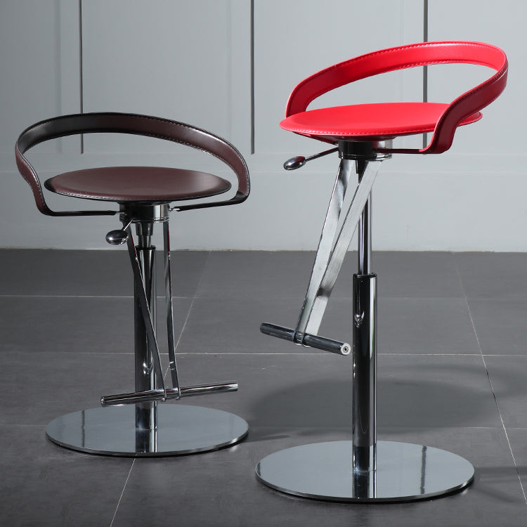 Armless Bar Stools Adjustable Height Dining Stool with Metal Base