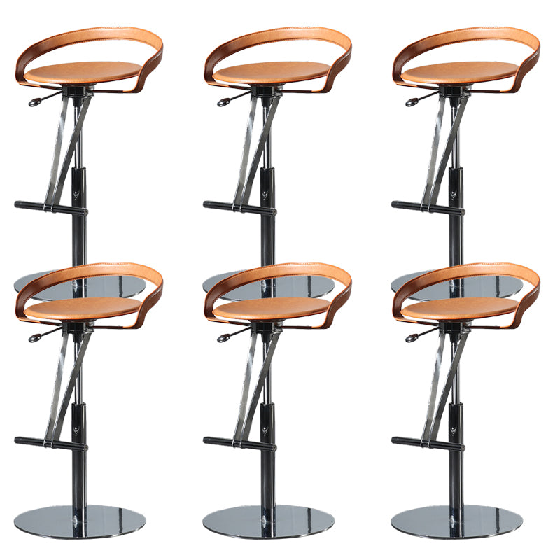 Armless Bar Stools Adjustable Height Dining Stool with Metal Base