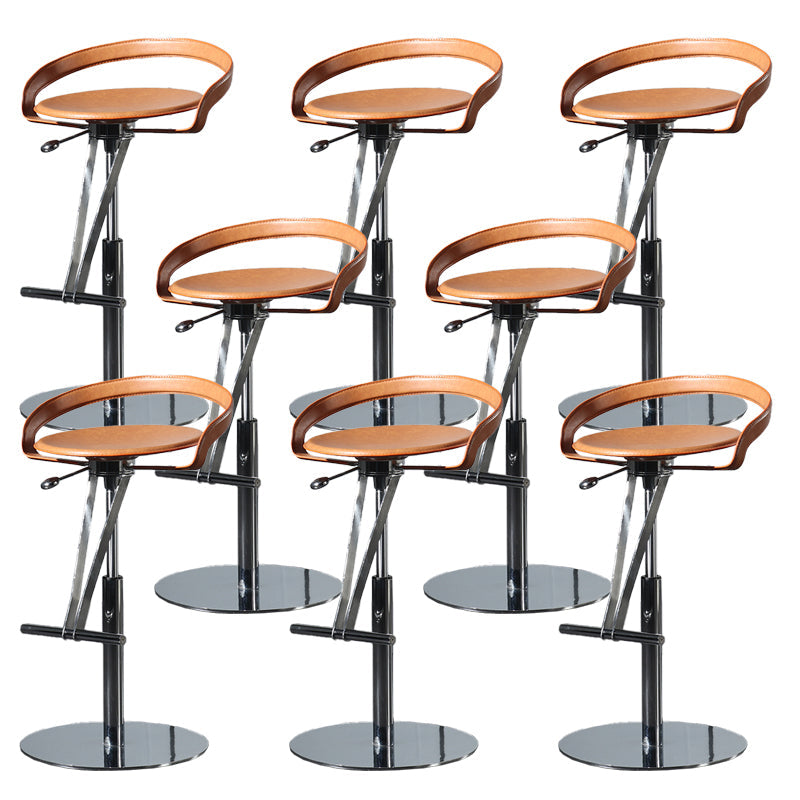 Armless Bar Stools Adjustable Height Dining Stool with Metal Base