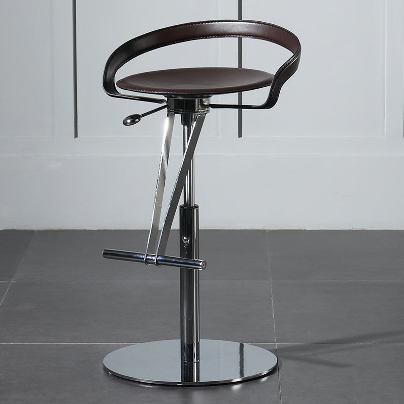 Armless Bar Stools Adjustable Height Dining Stool with Metal Base