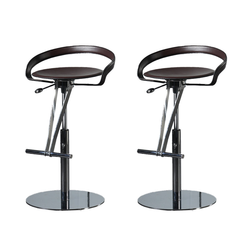 Armless Bar Stools Adjustable Height Dining Stool with Metal Base