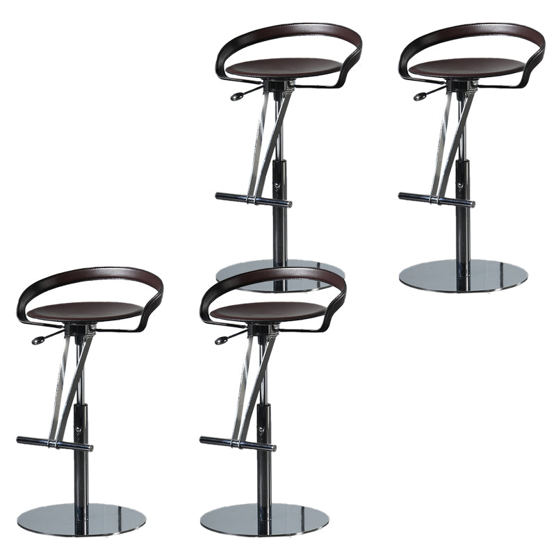 Armless Bar Stools Adjustable Height Dining Stool with Metal Base