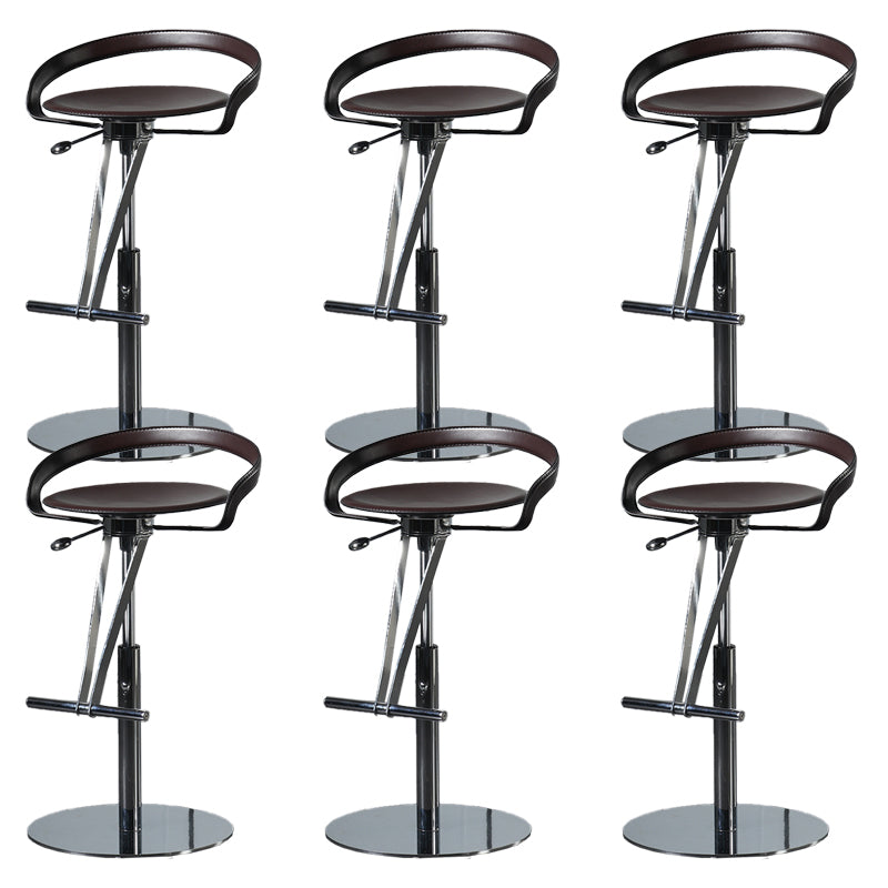 Armless Bar Stools Adjustable Height Dining Stool with Metal Base
