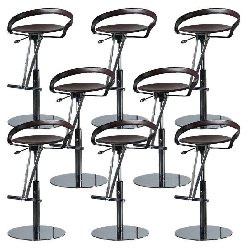 Armless Bar Stools Adjustable Height Dining Stool with Metal Base