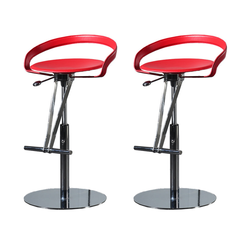 Armless Bar Stools Adjustable Height Dining Stool with Metal Base