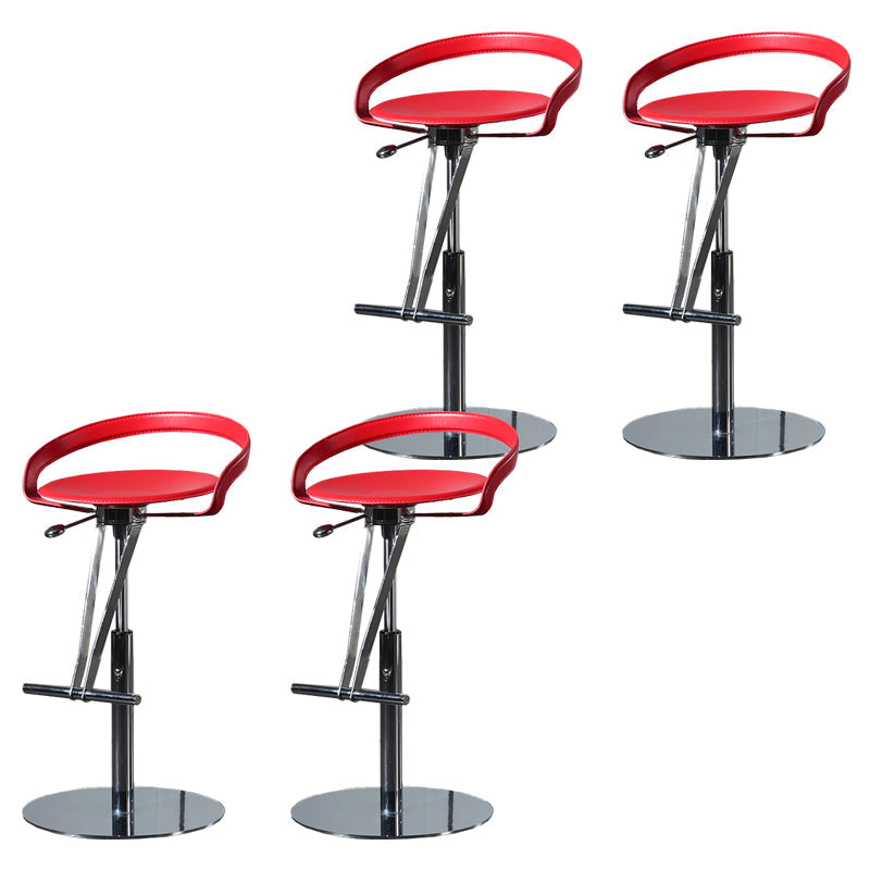 Armless Bar Stools Adjustable Height Dining Stool with Metal Base
