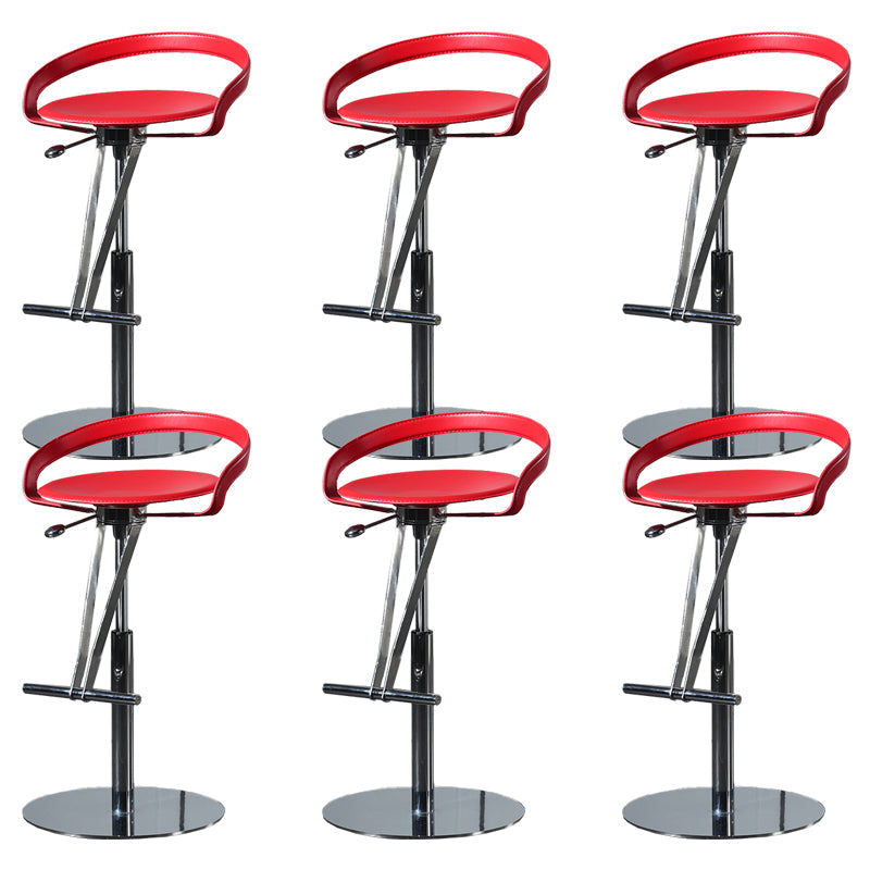 Armless Bar Stools Adjustable Height Dining Stool with Metal Base