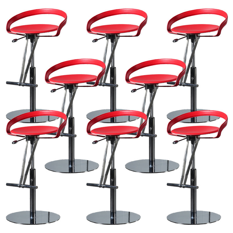 Armless Bar Stools Adjustable Height Dining Stool with Metal Base
