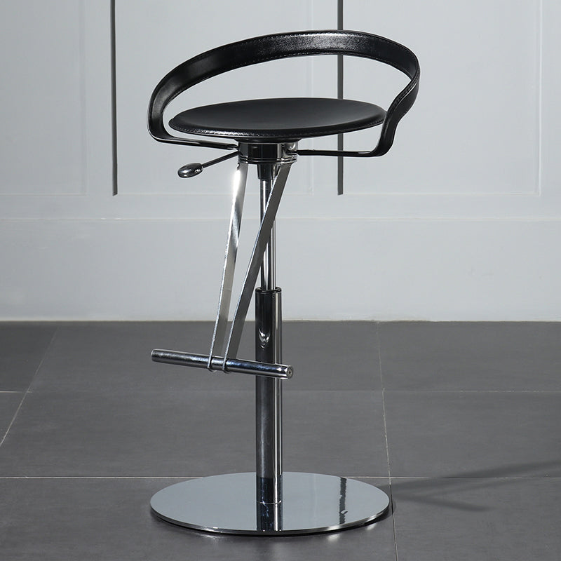 Armless Bar Stools Adjustable Height Dining Stool with Metal Base