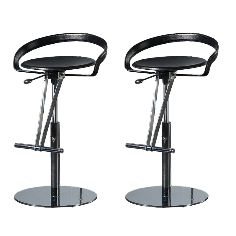 Armless Bar Stools Adjustable Height Dining Stool with Metal Base