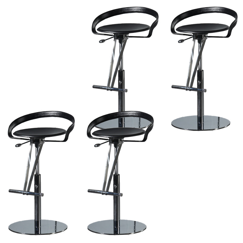 Armless Bar Stools Adjustable Height Dining Stool with Metal Base