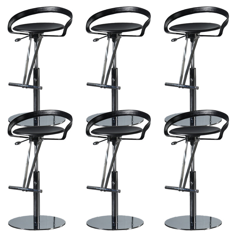 Armless Bar Stools Adjustable Height Dining Stool with Metal Base