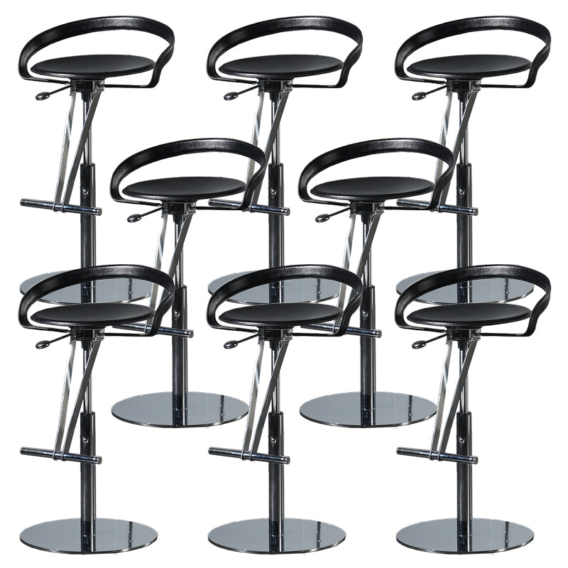 Armless Bar Stools Adjustable Height Dining Stool with Metal Base