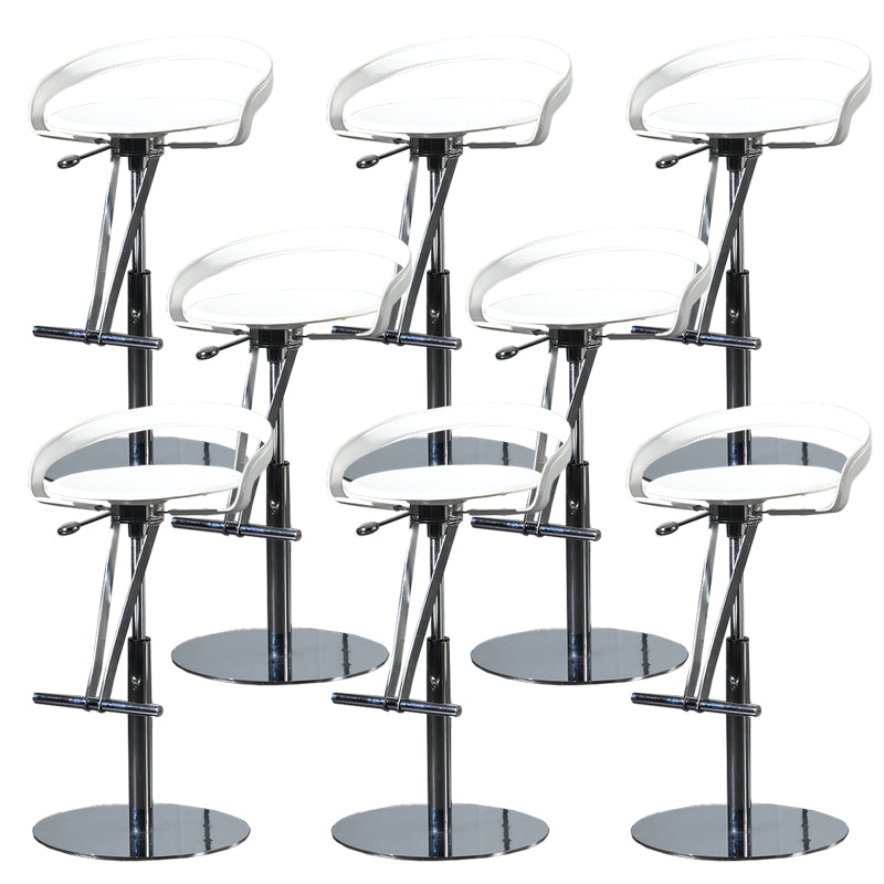 Armless Bar Stools Adjustable Height Dining Stool with Metal Base