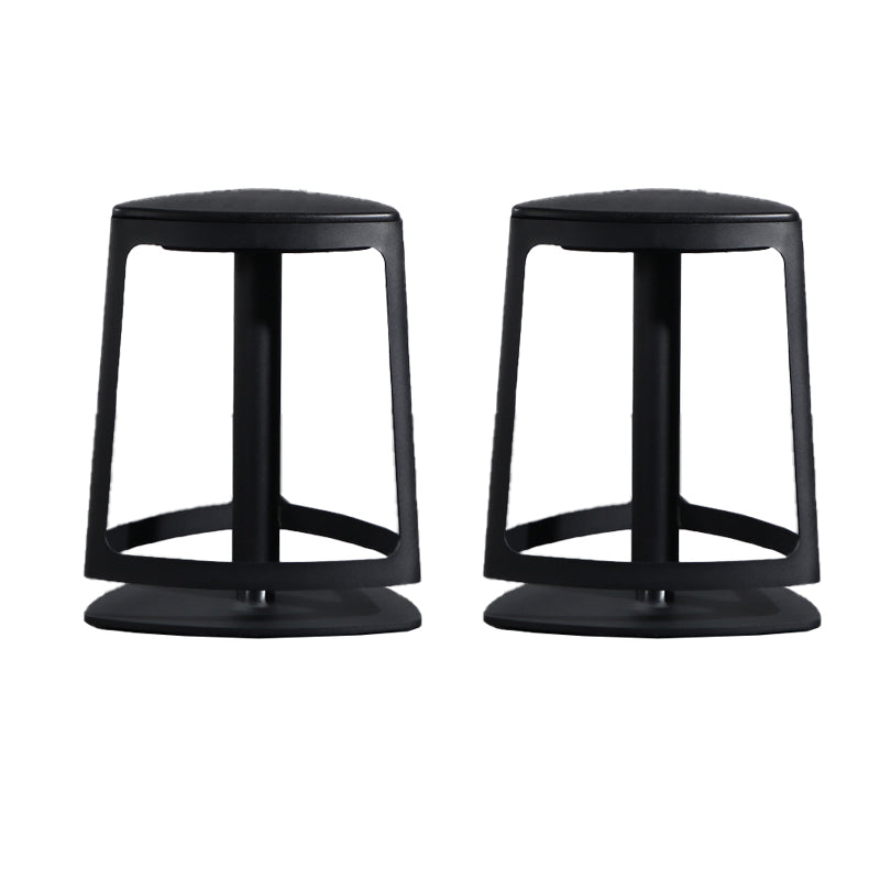 Armless Bar Stools Adjustable Height Dining Stool with Metal Base