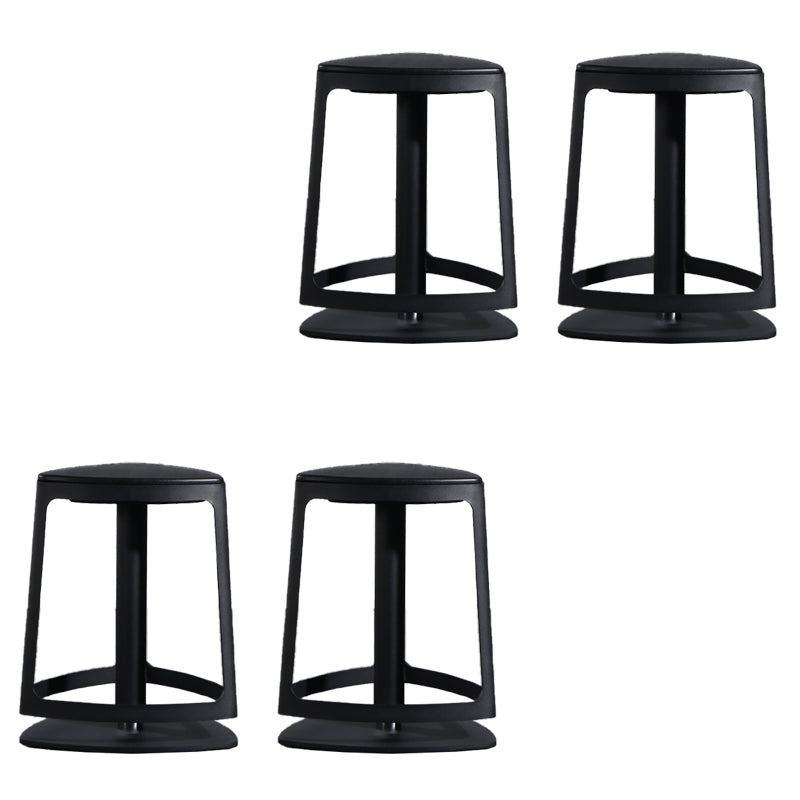 Armless Bar Stools Adjustable Height Dining Stool with Metal Base