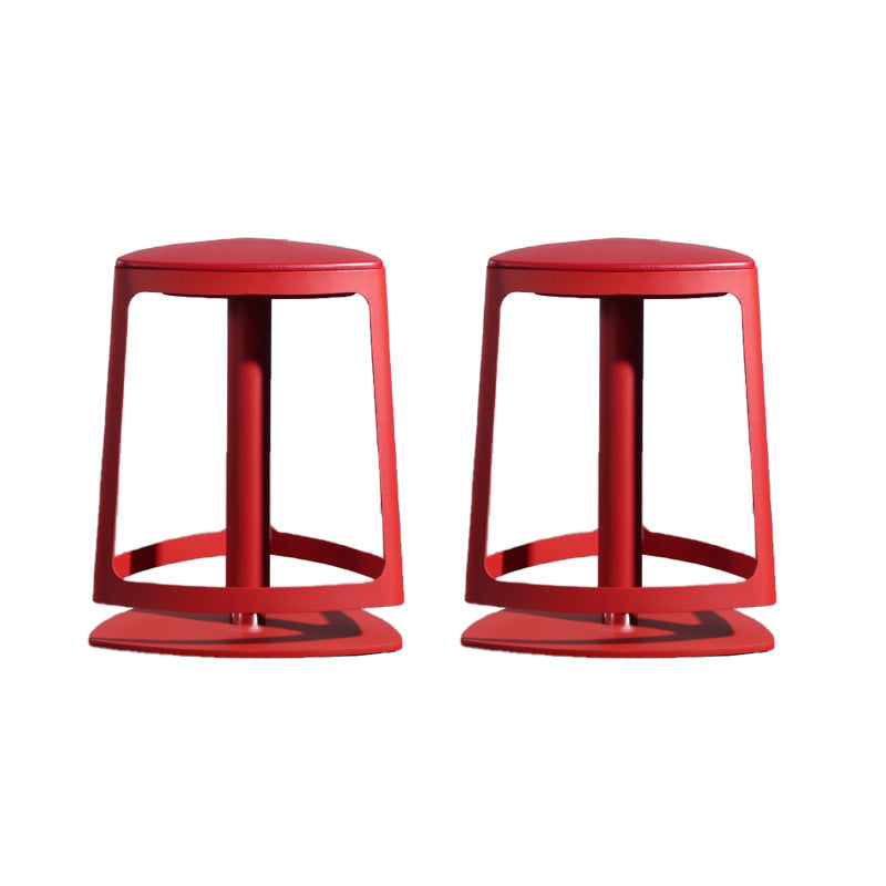 Armless Bar Stools Adjustable Height Dining Stool with Metal Base
