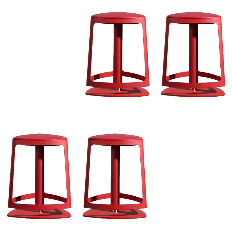 Armless Bar Stools Adjustable Height Dining Stool with Metal Base