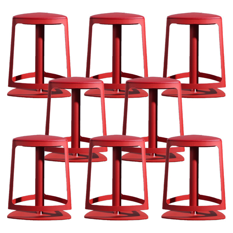 Armless Bar Stools Adjustable Height Dining Stool with Metal Base