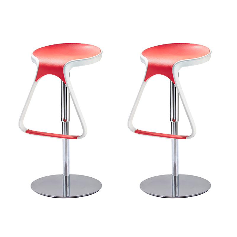 Armless Bar Stools Adjustable Height Dining Stool with Metal Base