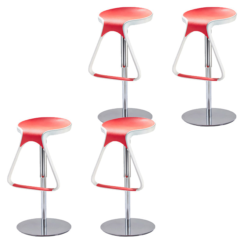 Armless Bar Stools Adjustable Height Dining Stool with Metal Base