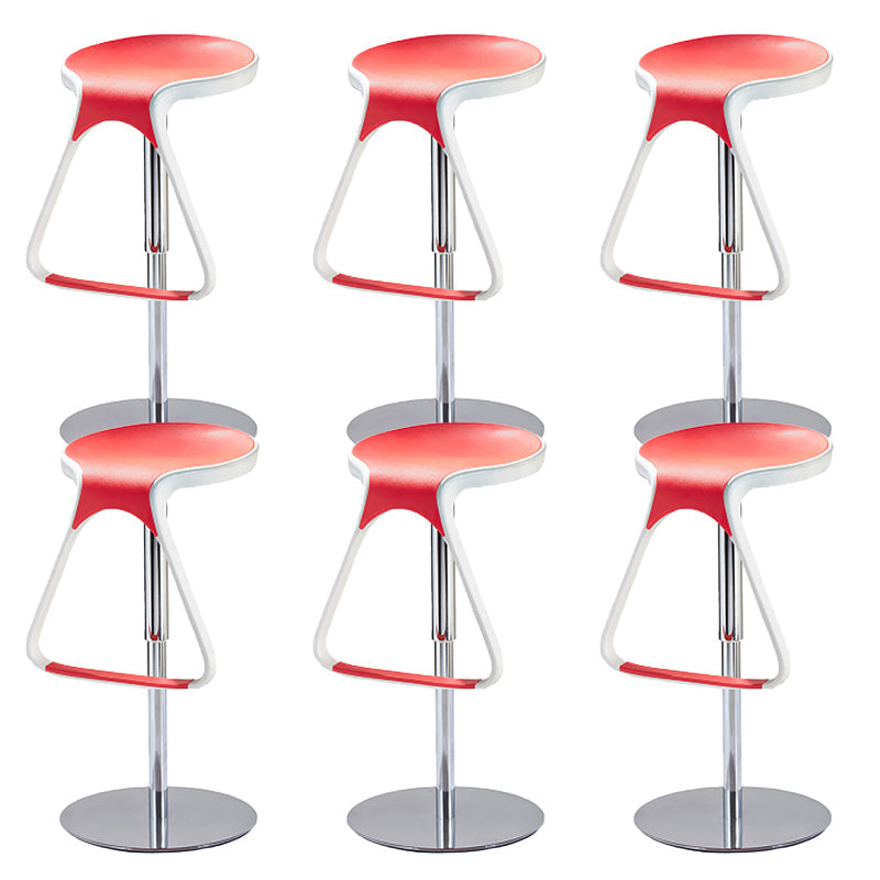 Armless Bar Stools Adjustable Height Dining Stool with Metal Base