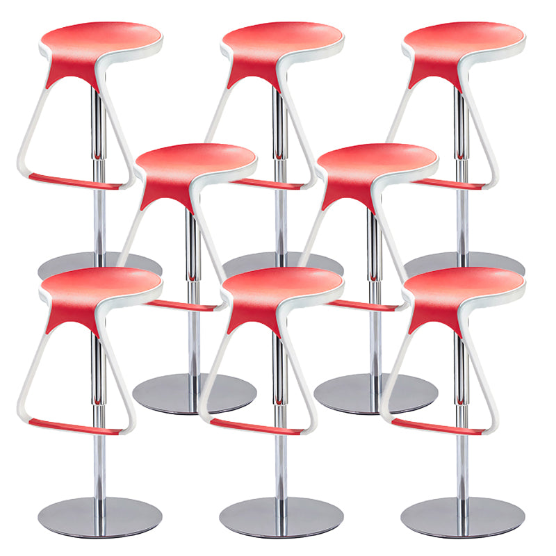 Armless Bar Stools Adjustable Height Dining Stool with Metal Base
