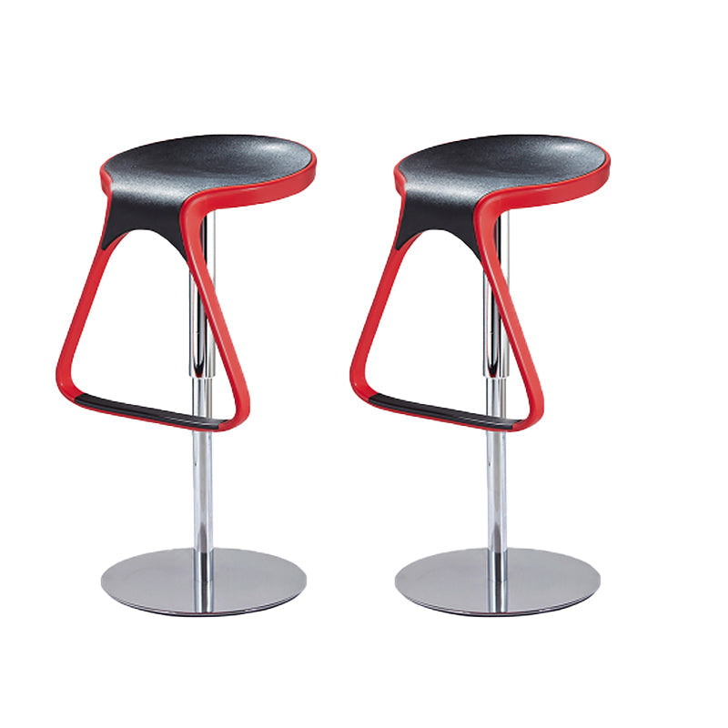 Armless Bar Stools Adjustable Height Dining Stool with Metal Base
