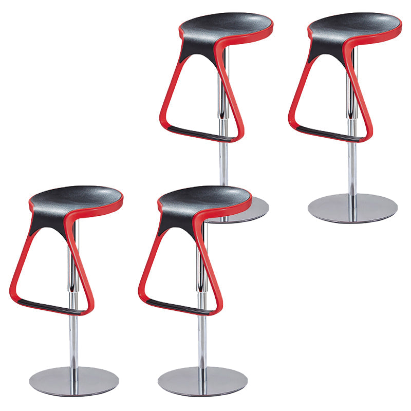 Armless Bar Stools Adjustable Height Dining Stool with Metal Base
