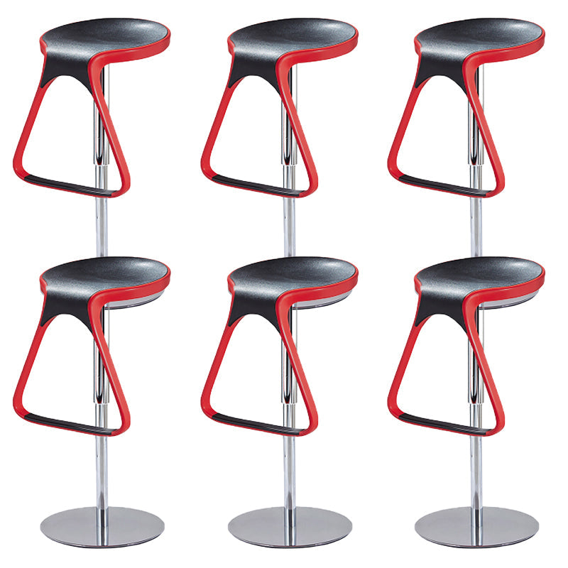 Armless Bar Stools Adjustable Height Dining Stool with Metal Base