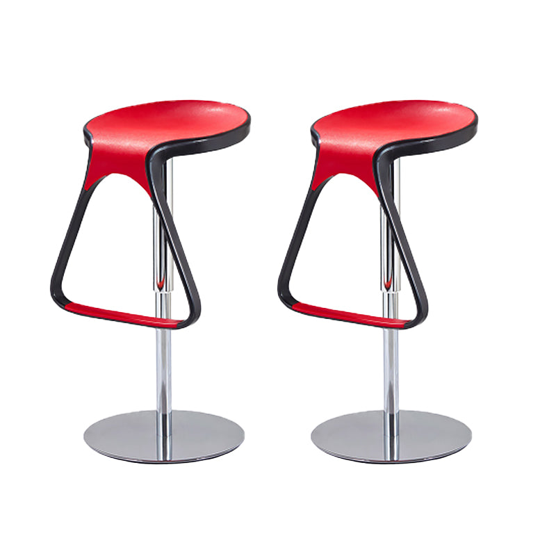 Armless Bar Stools Adjustable Height Dining Stool with Metal Base
