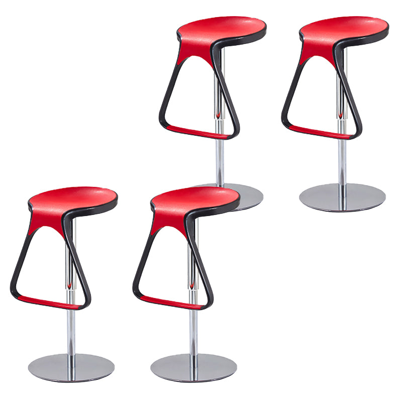 Armless Bar Stools Adjustable Height Dining Stool with Metal Base